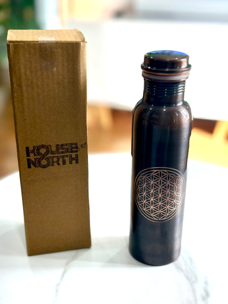 Copper antique LOF bottle